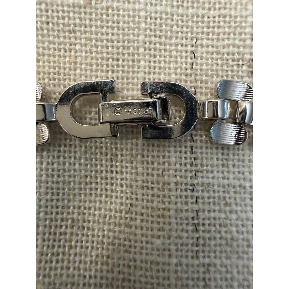 Vintage Monet Silver Tone Geometric Link Chain Necklace 16.5” Signed Classy - Picture 6 of 10